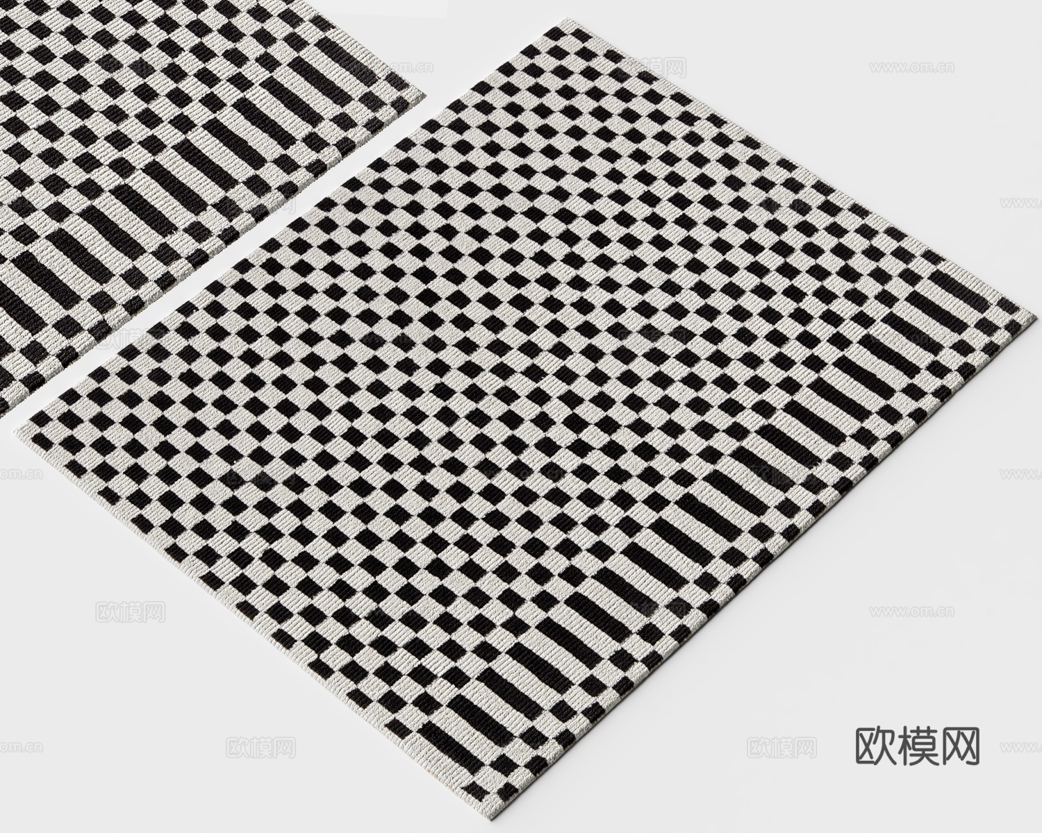 现代地毯 棋盘格地毯 法式地毯 长方形地毯 布艺地毯su模型