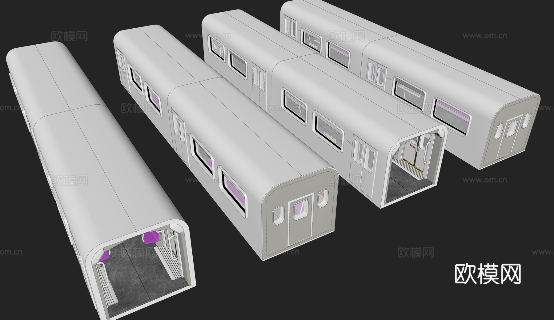 现代地铁车厢 地铁列车内部 地铁车厢内部 地铁室内装修su模型