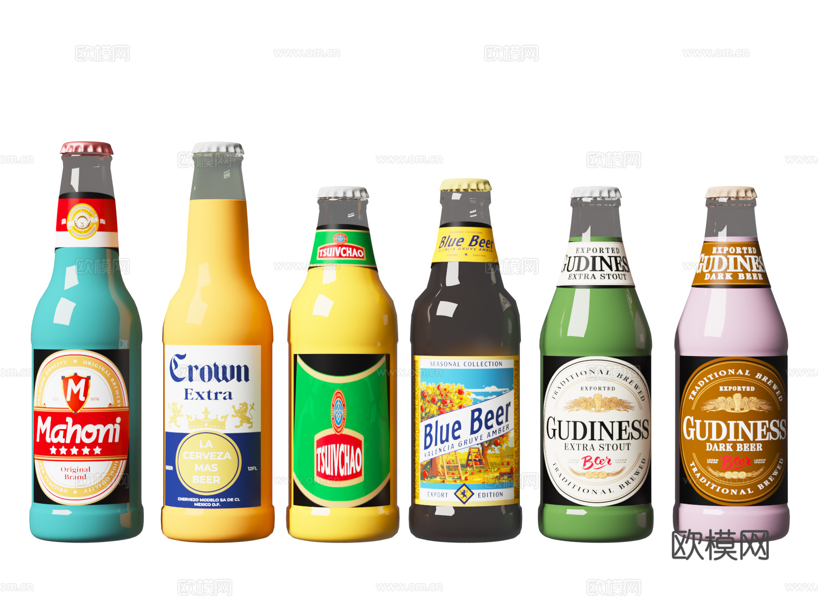 酒类 啤酒瓶 玻璃瓶3d模型