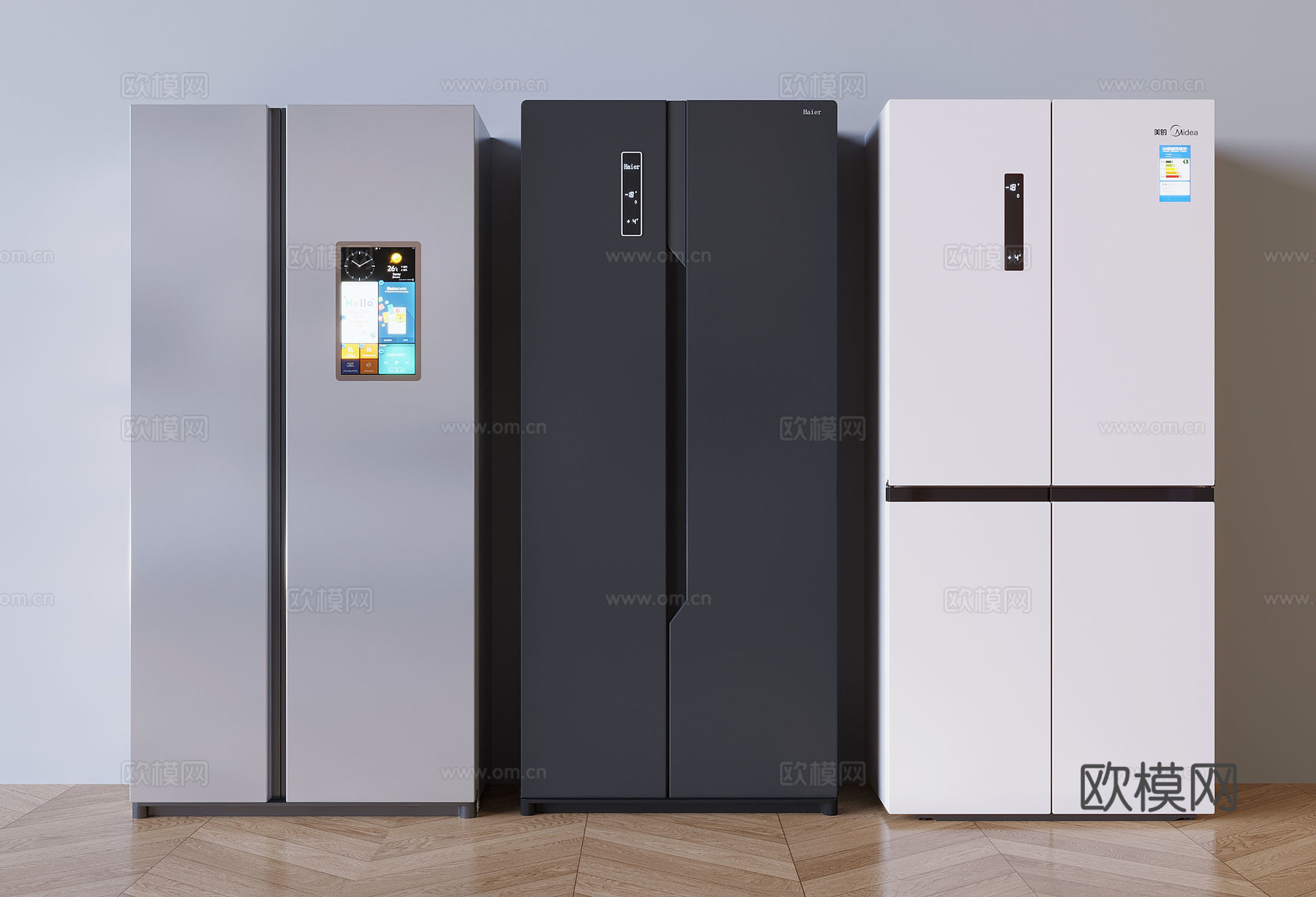 智能双开门冰箱 四开门冰箱冰柜3d模型