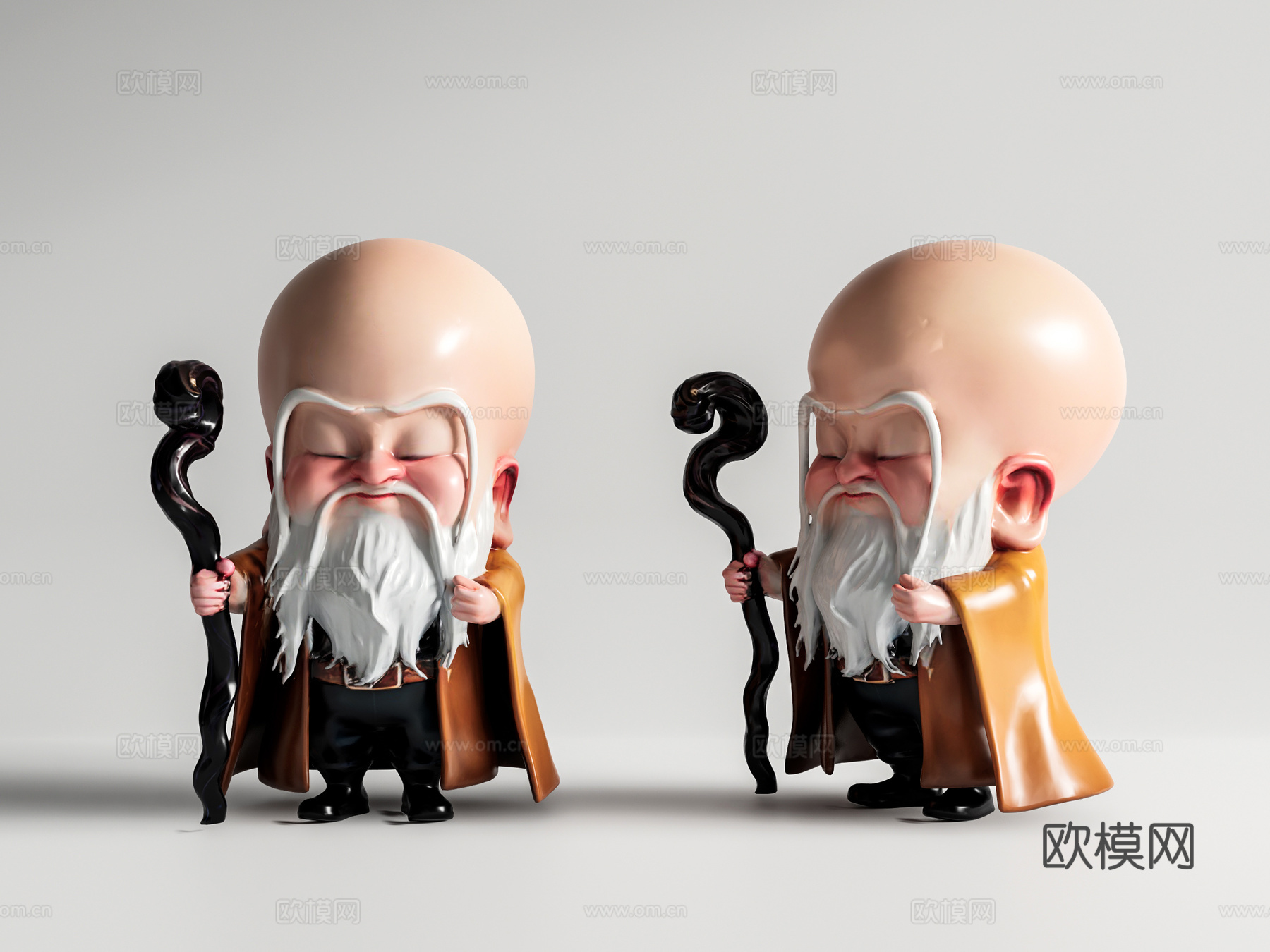 现代雕塑摆件 哪吒 无量仙翁 哪吒之魔童闹海 手办 玩具su模型