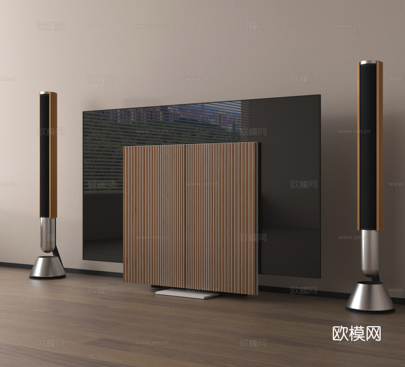 电视机 电视机柜 音响 音箱su模型