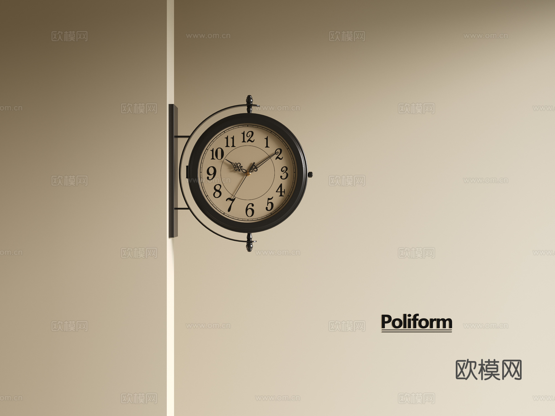 现代中古风钟表中古挂钟su模型