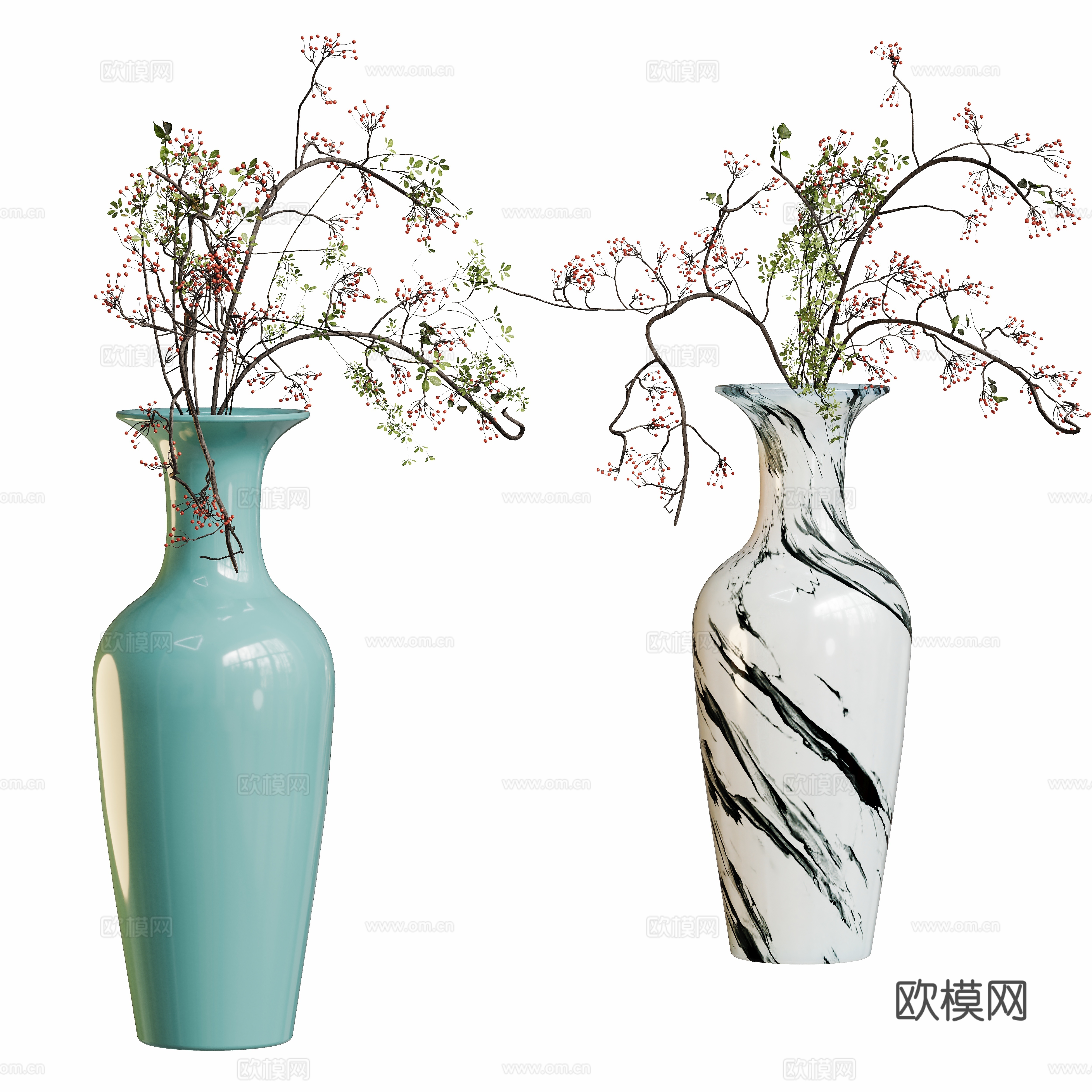 现代花瓶植物摆件3d模型