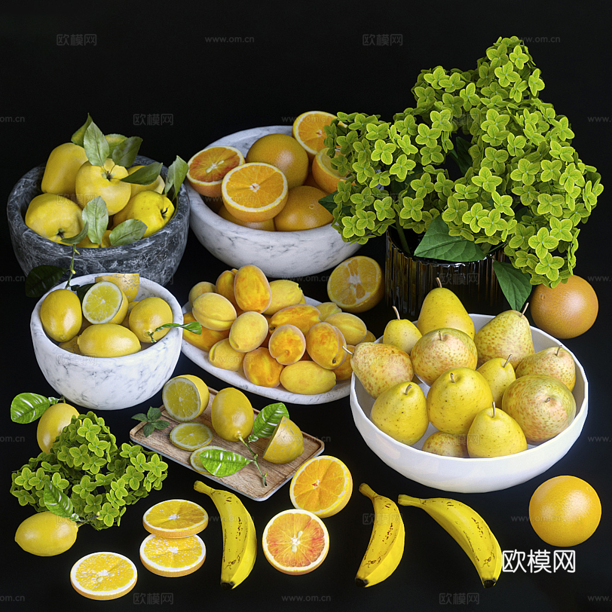 水果 果盘 黄色水果3d模型