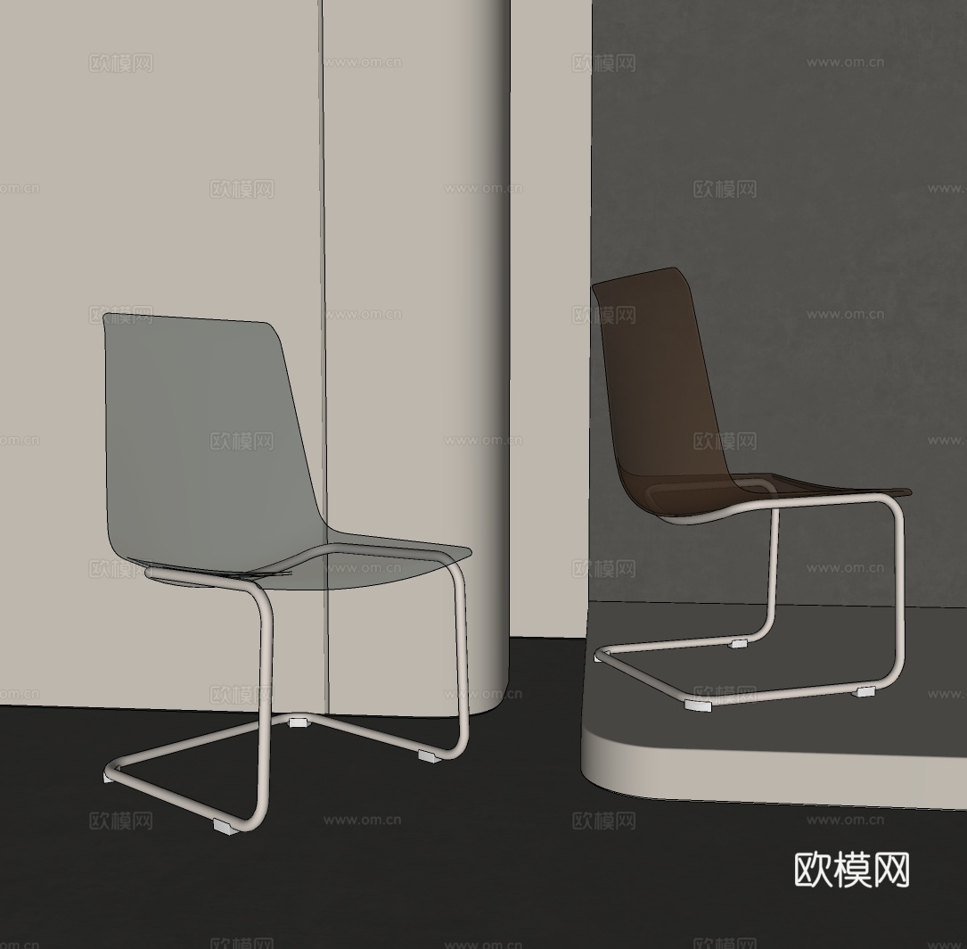 现代亚克力椅子  现代单椅 透明椅子 简约餐椅su模型
