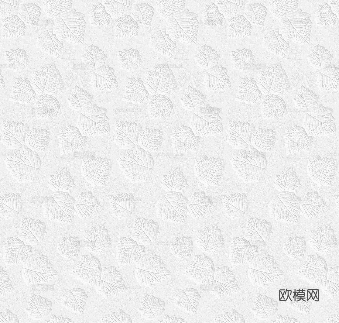 无缝白色植物印花肌理漆墙面 白色拓印艺术漆