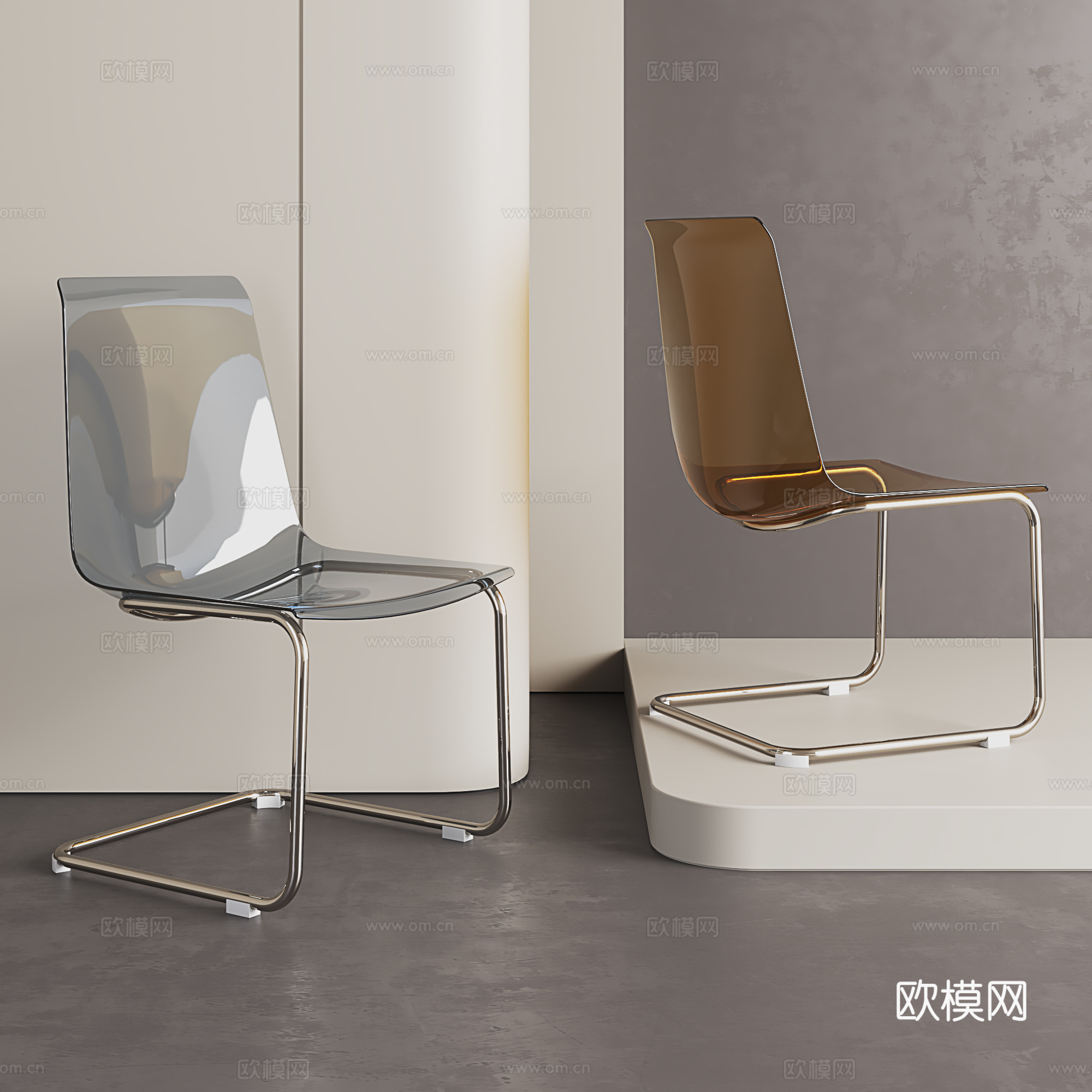 现代亚克力椅子  现代单椅 透明椅子 简约餐椅su模型
