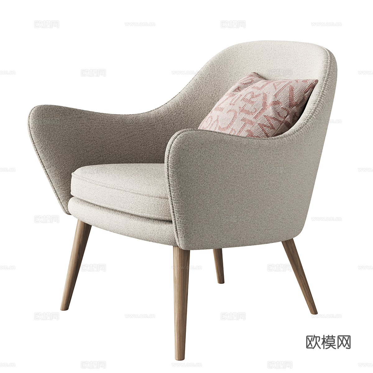 现代北欧布艺休闲椅3d模型