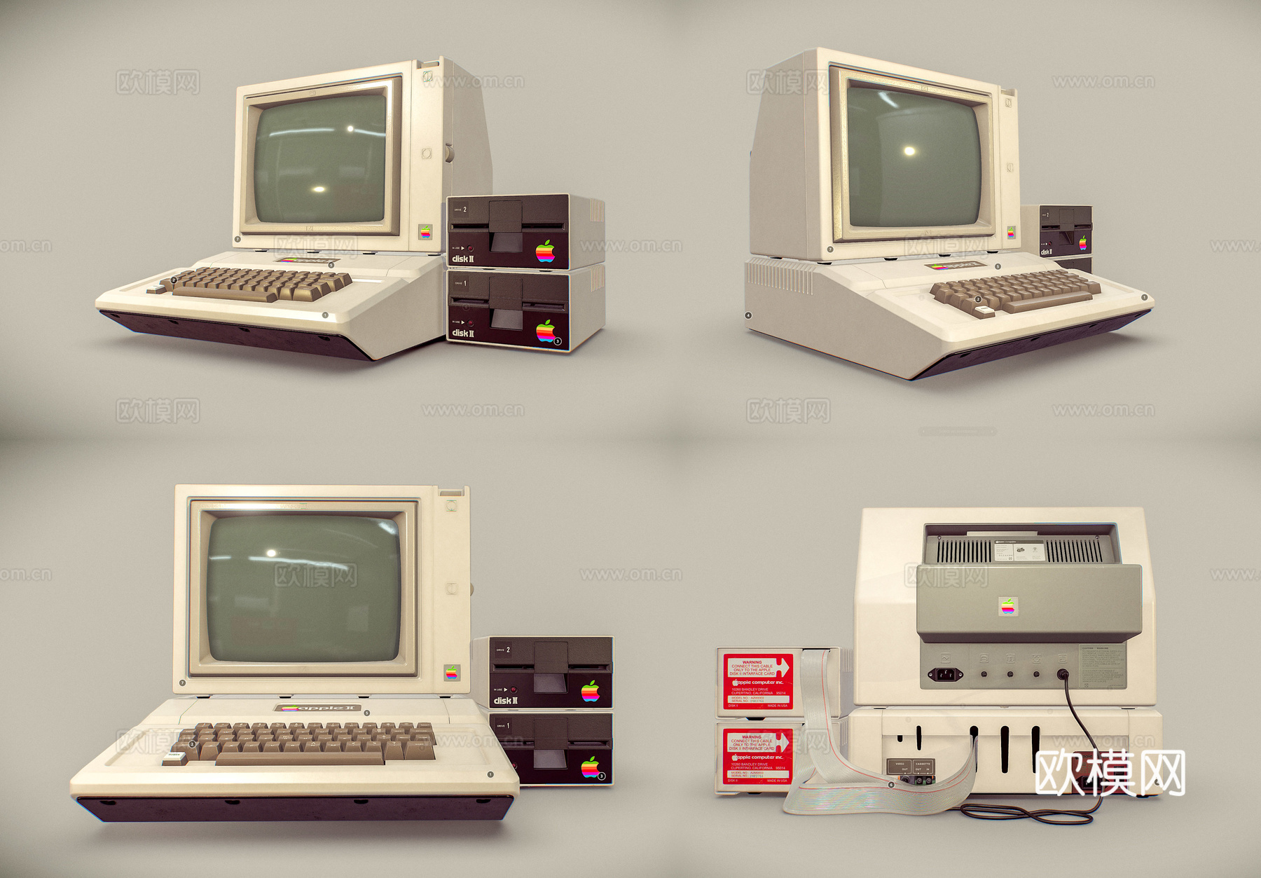 复古apple2电脑 苹果第二代电脑 apple2 复古苹果su模型