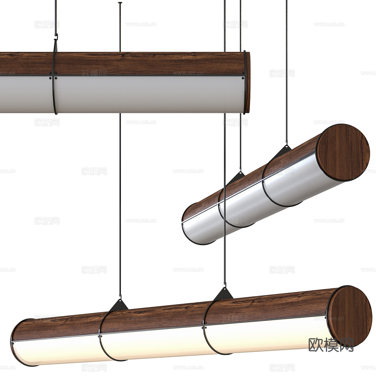 现代意式木制吊灯3d模型
