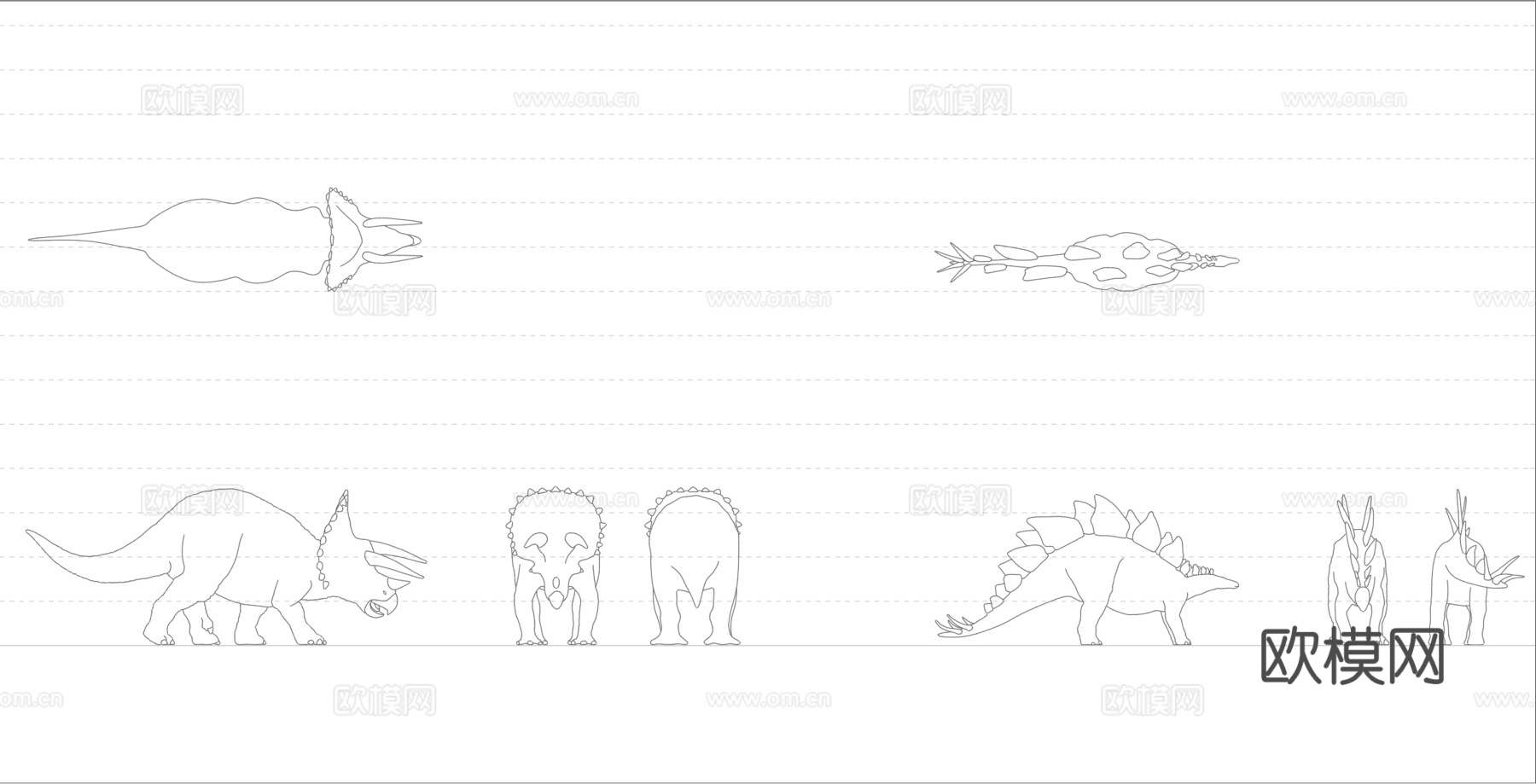 现代恐龙图纸图块 恐龙动物图纸 恐龙CAD图纸图块cad施工图