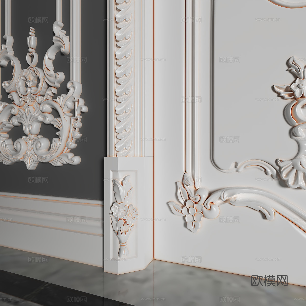 欧式法式双开门3d模型