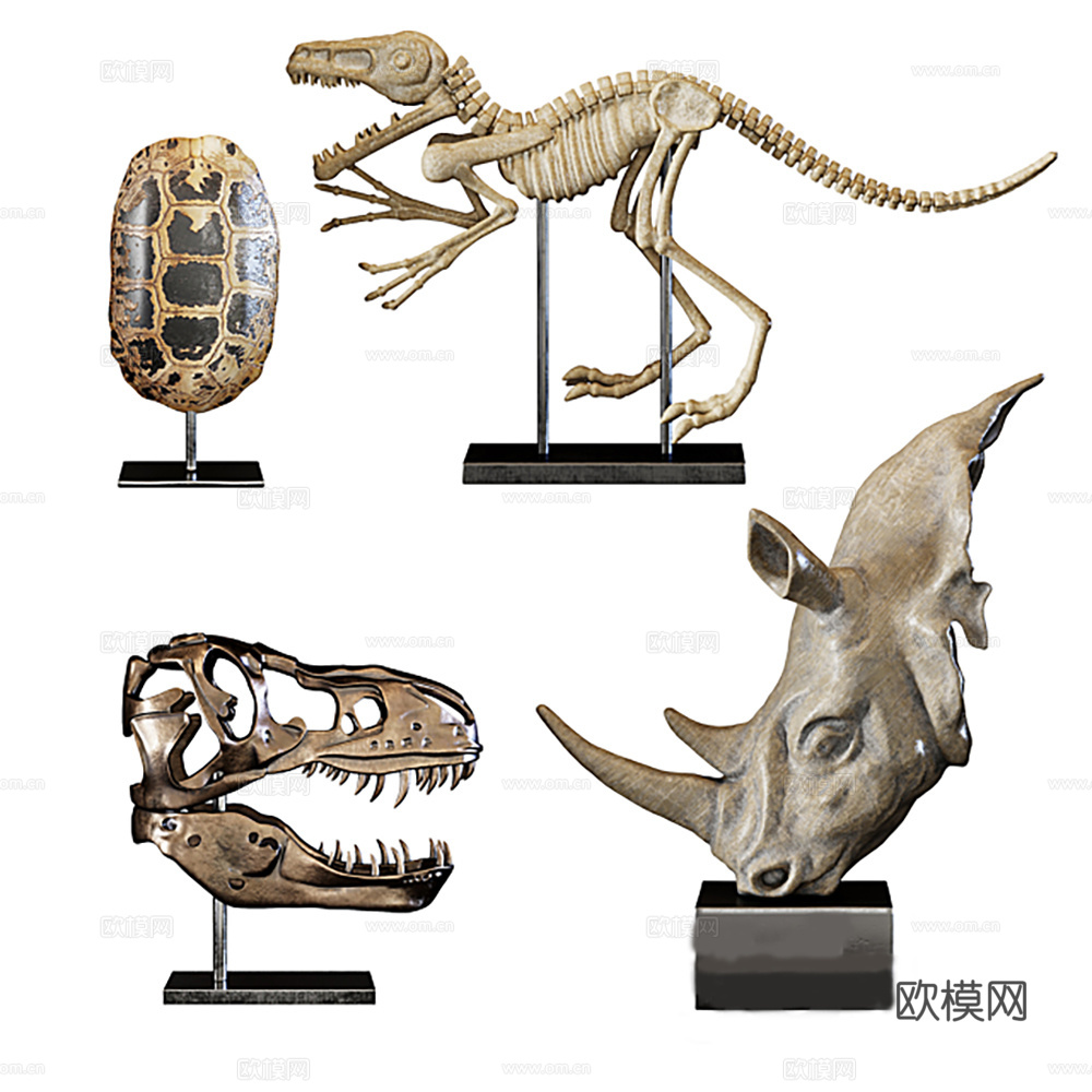 雕塑 动物雕塑 恐龙骨架3d模型