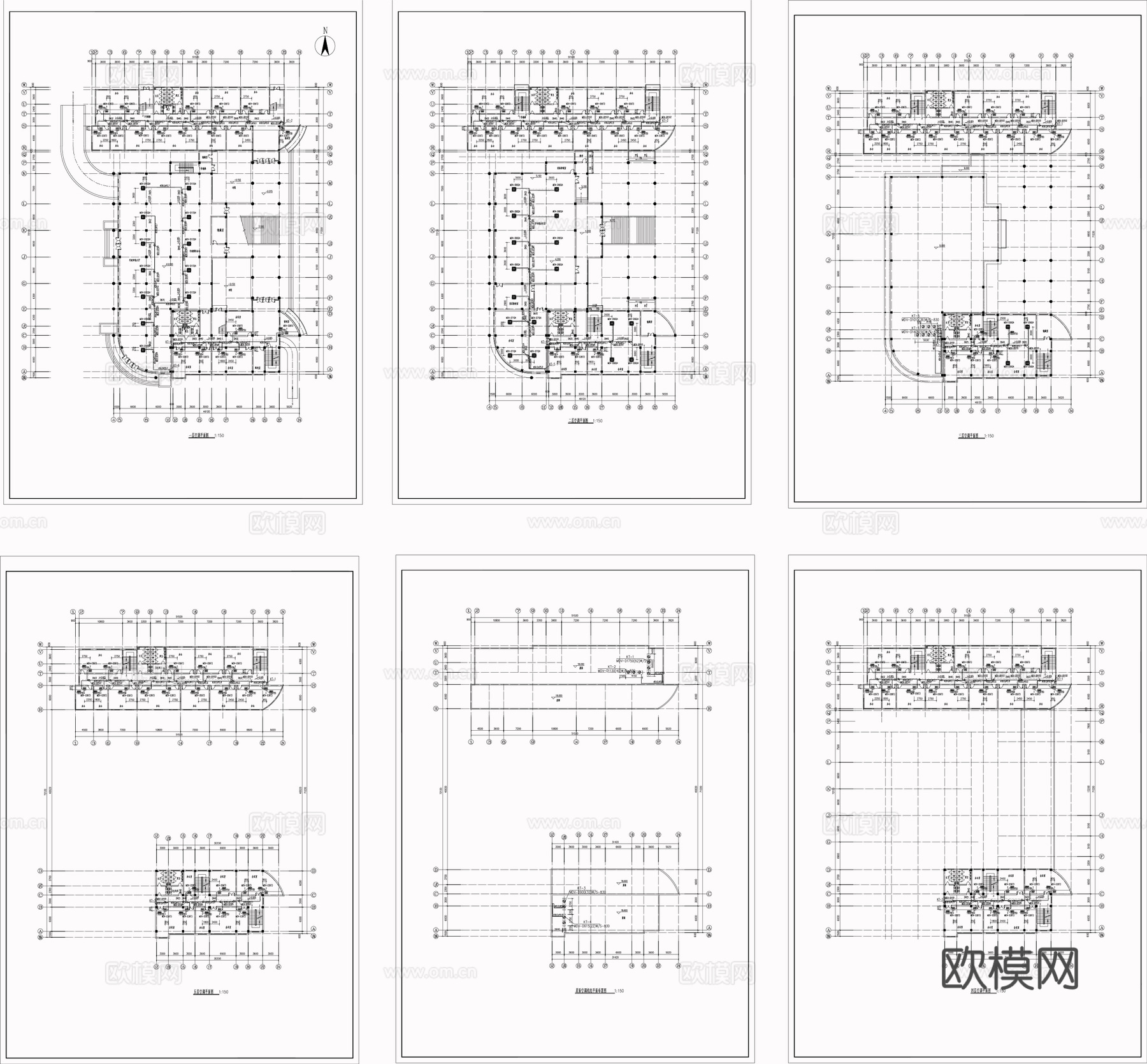 中心办公楼空调图cad施工图