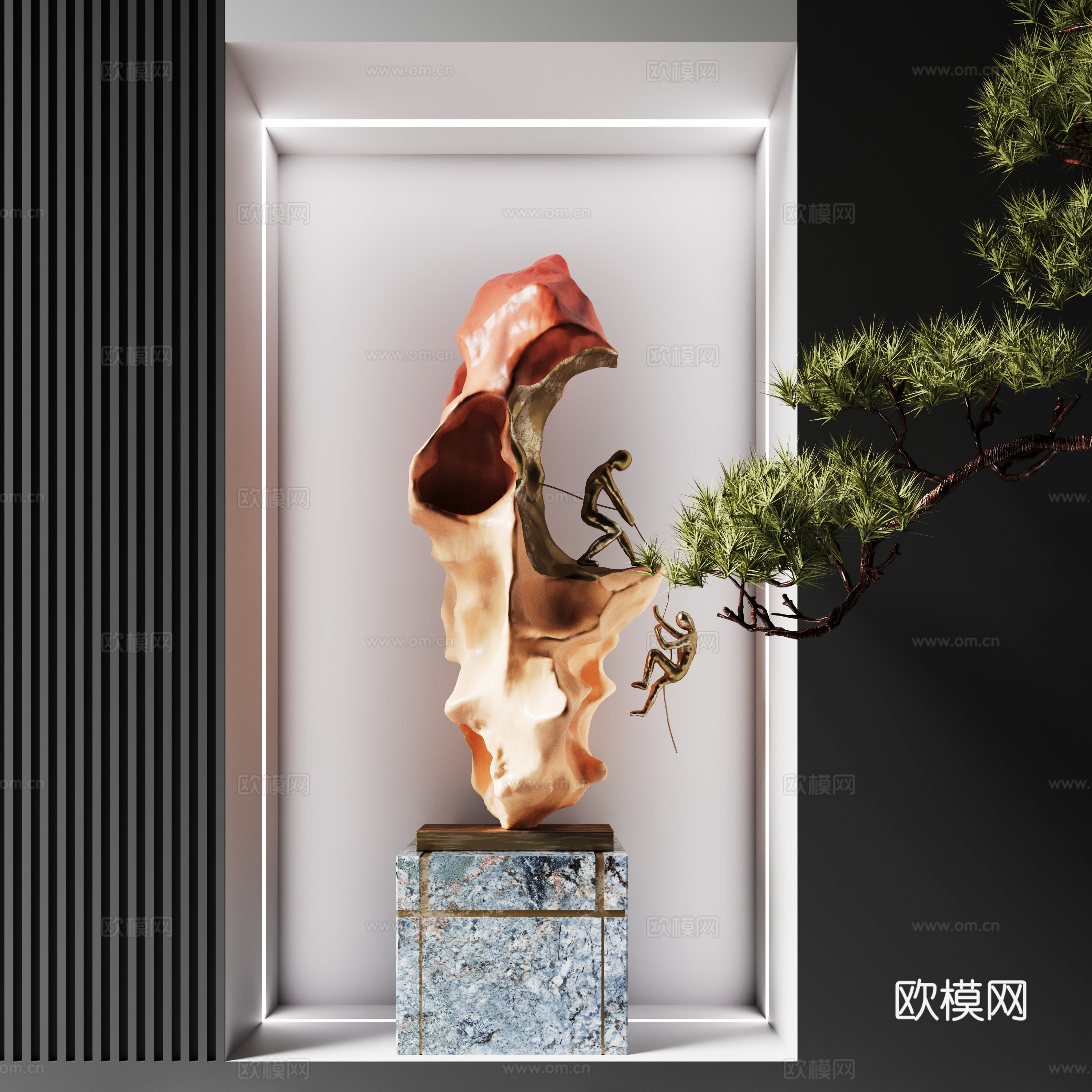 现代雕塑装置 工艺品落地摆件su模型