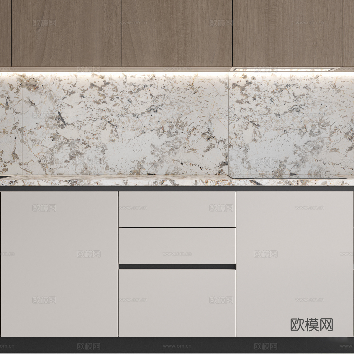 现代意式极简橱柜3d模型