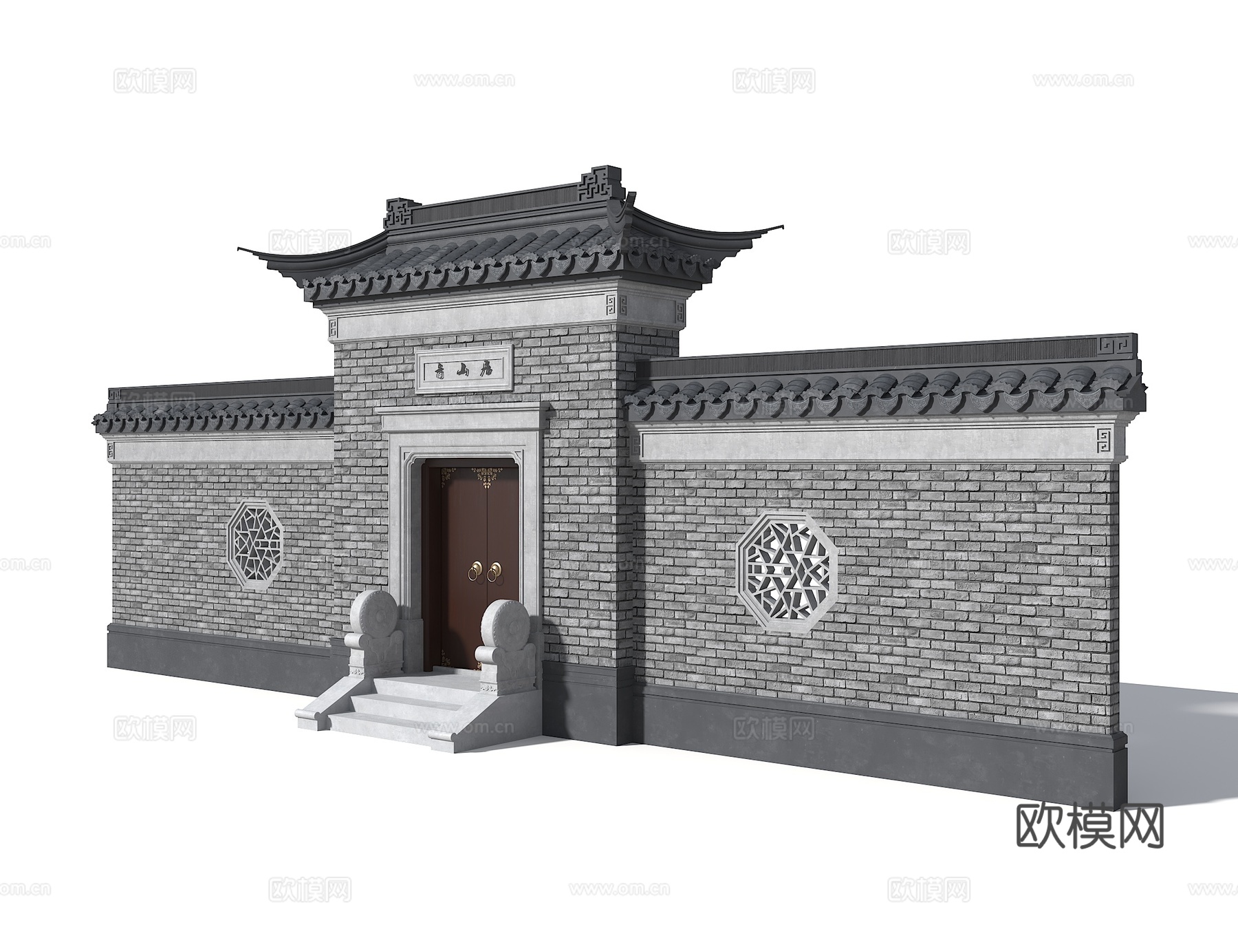 新中式庭院门 中式垂花门 古建大门 古建院门 民居院门入口su模型