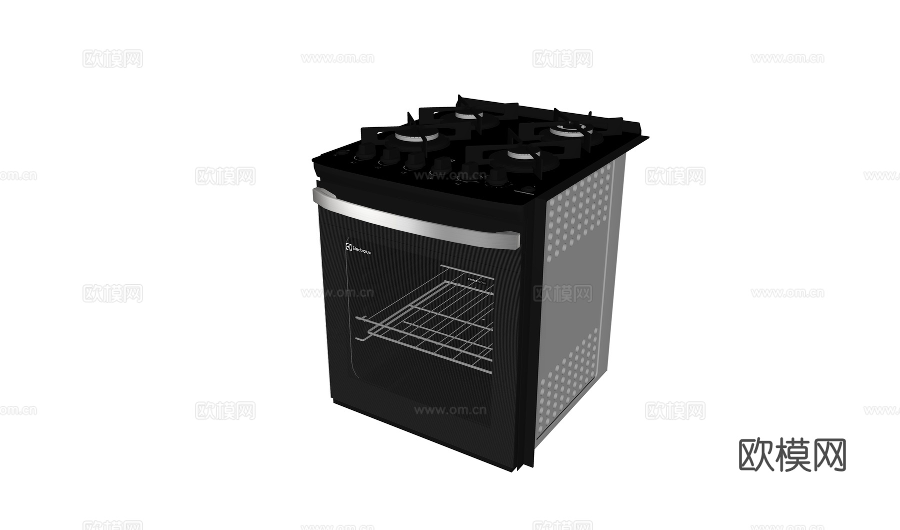 然气灶具多功能连体直立式带烤箱出口欧规英规50x50四气4个su模型
