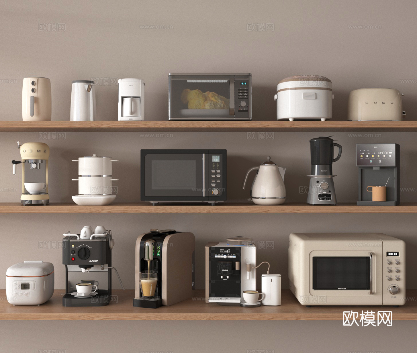 微波炉 烤箱 咖啡机 破壁机 电饭煲 烧水壶3d模型