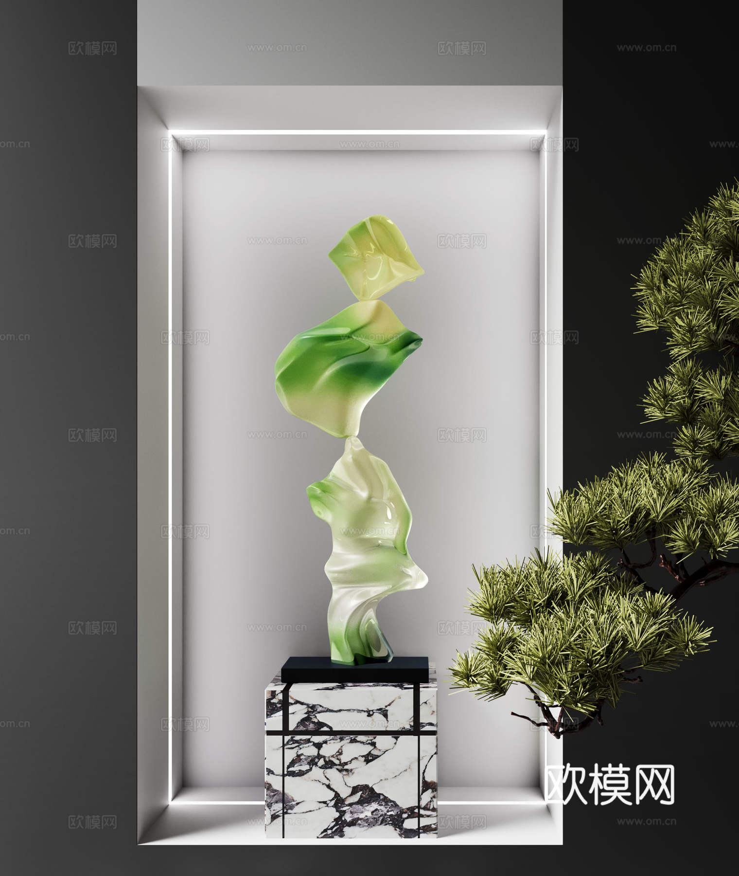 现代雕塑装置 工艺品落地摆件su模型
