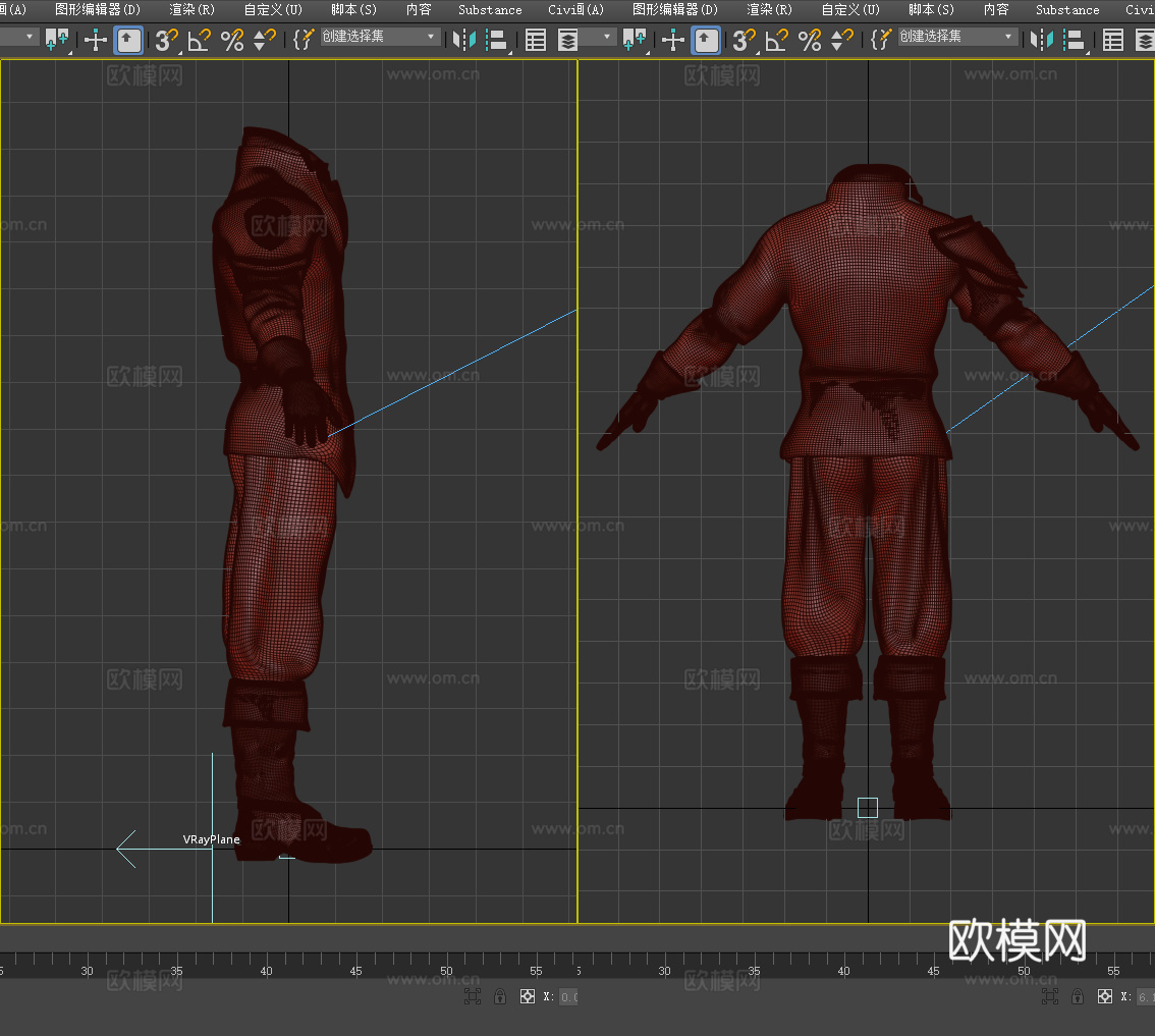 护卫服 皮衣 皮革套装 护臂 皮带 靴子 手套 夹克 裤子3d模型