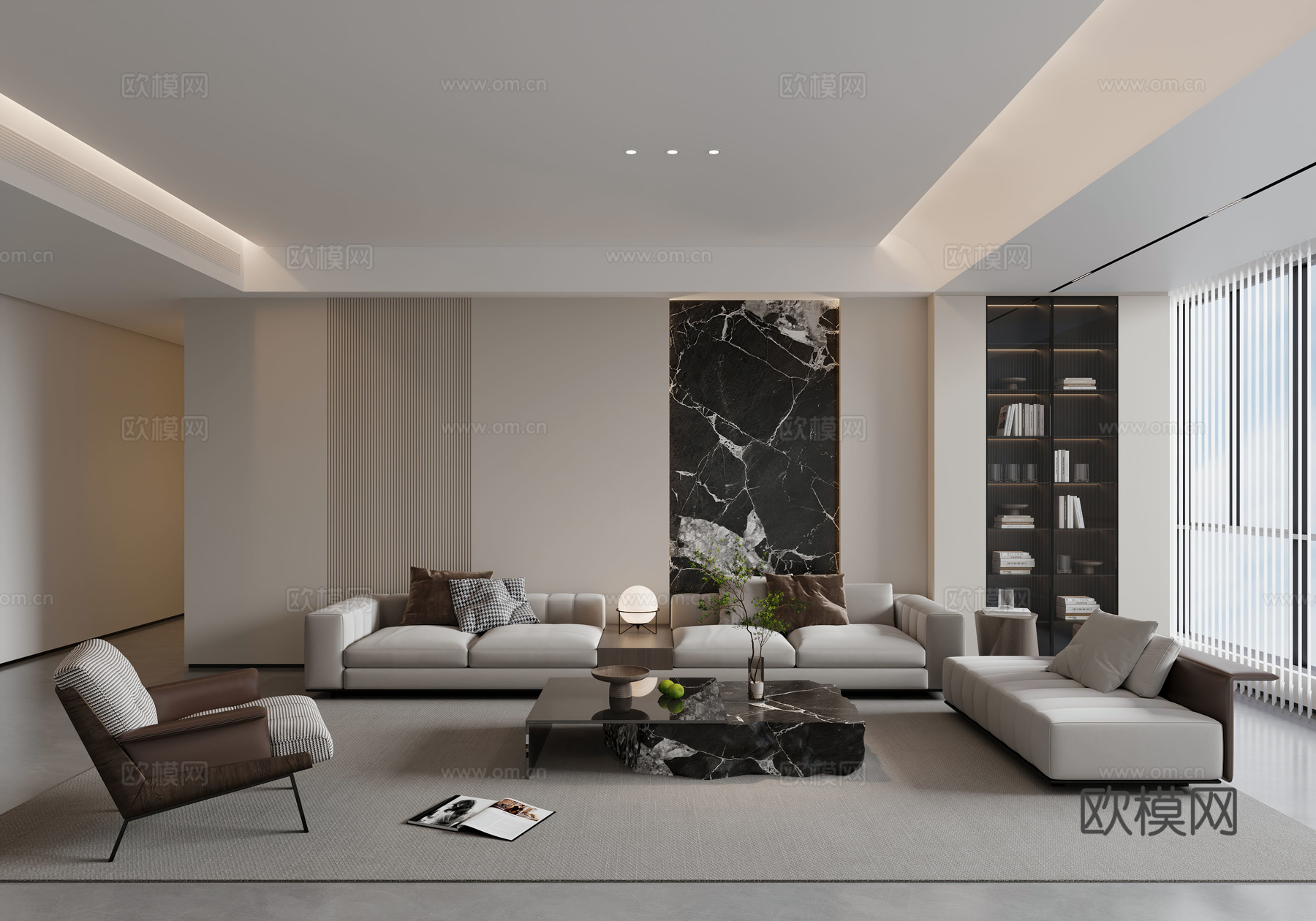 现代客厅沙发背景3d模型