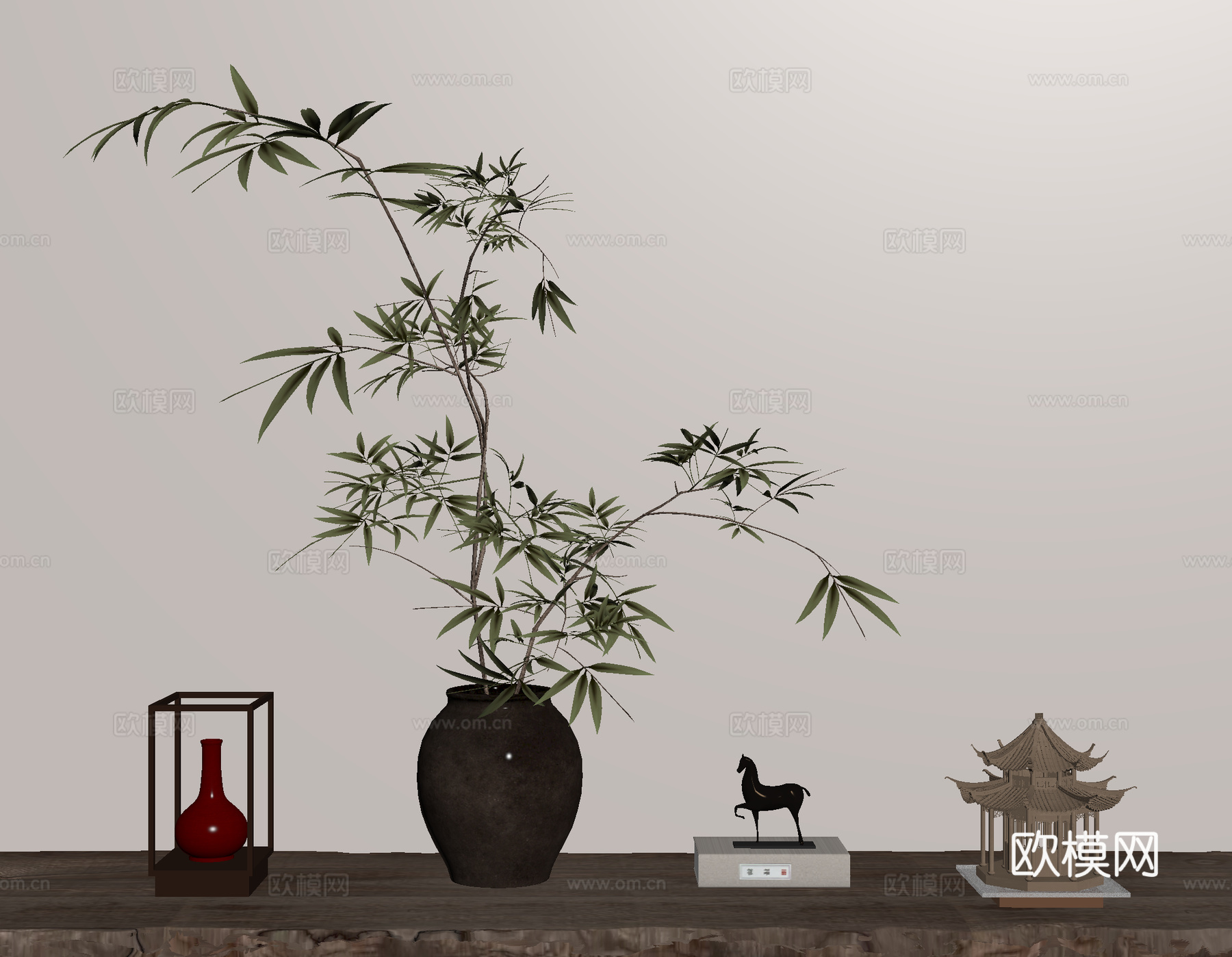 花艺盆栽 绿植盆栽 摆件 陶罐花瓶su模型