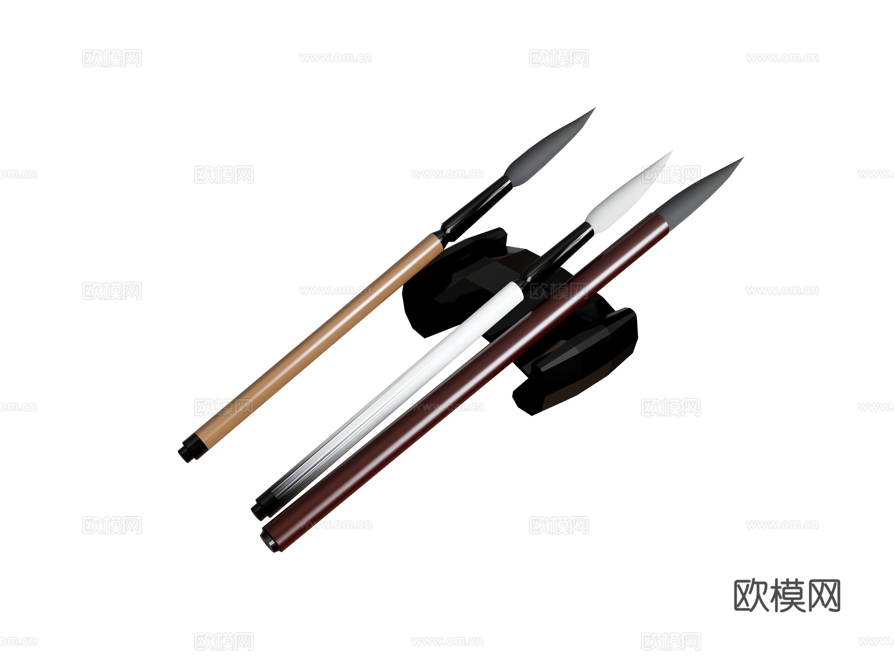 毛笔笔架文具su模型