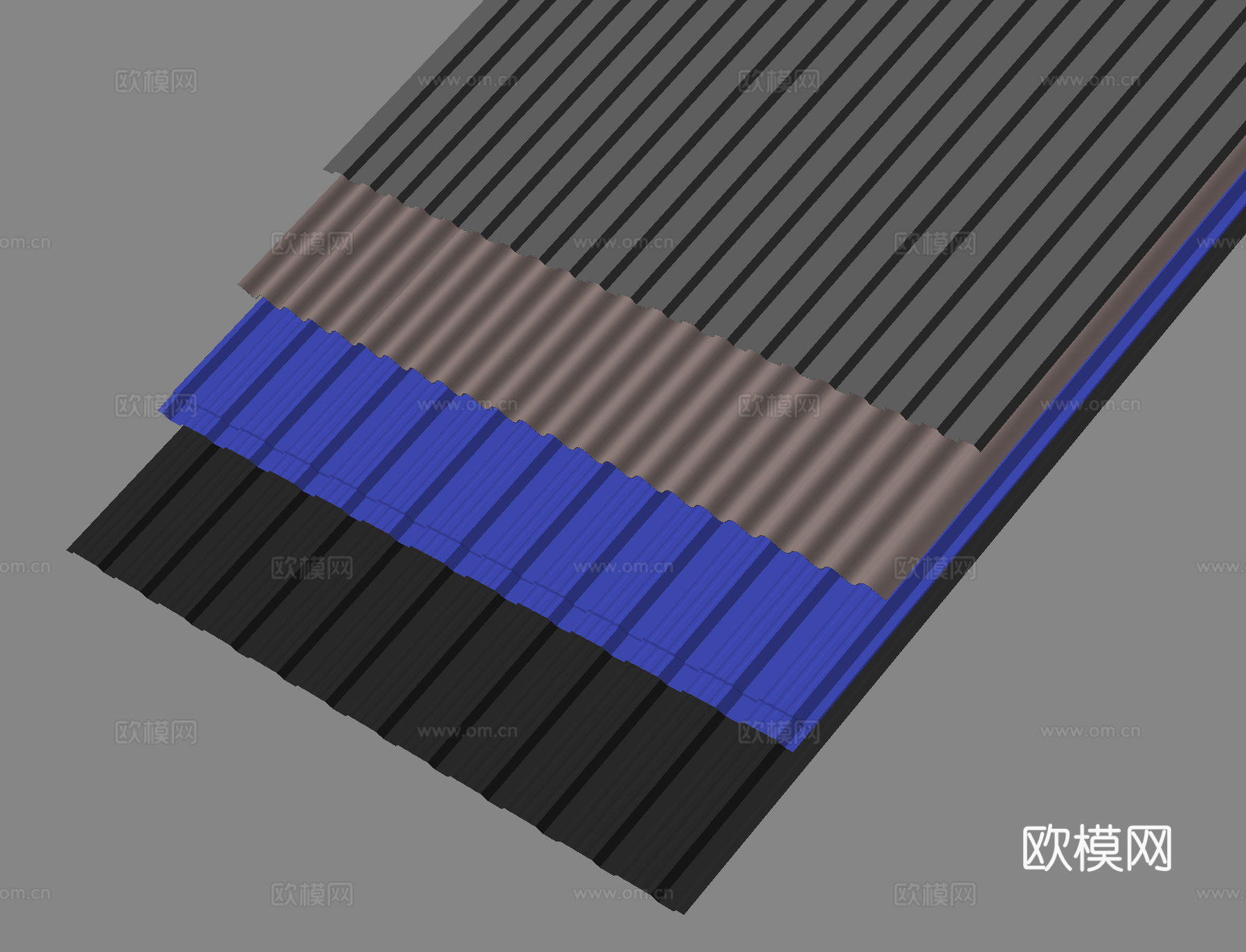彩钢瓦 铁皮瓦 铁板瓦 雨棚 彩钢板su模型