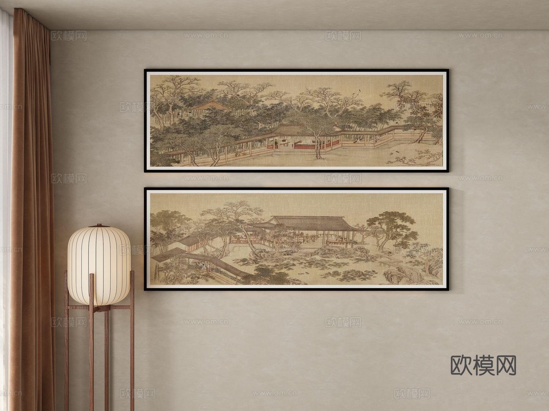 新中式装饰画 挂画3d模型