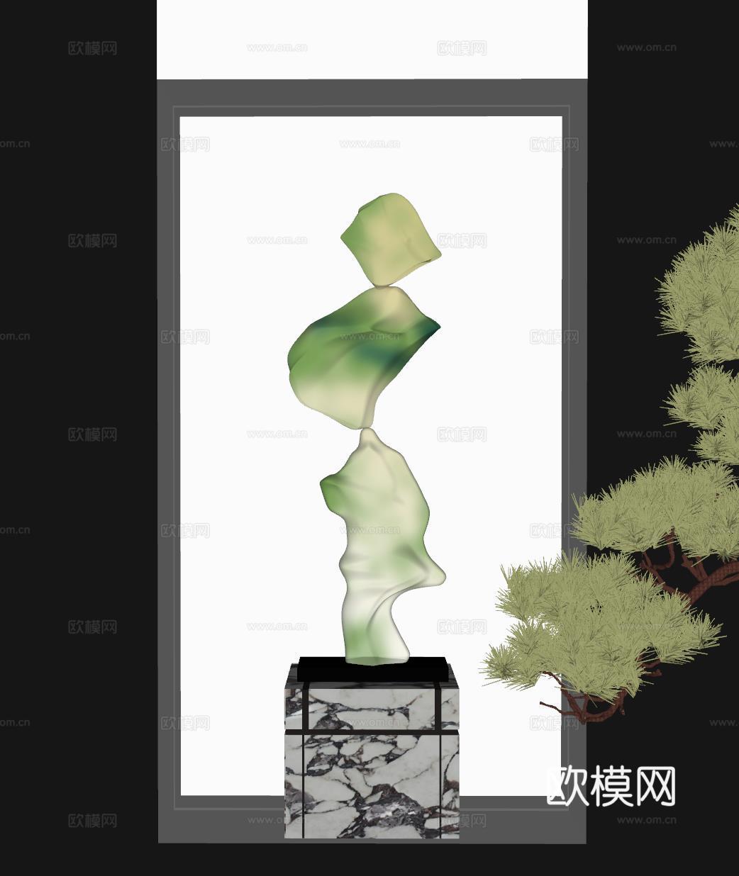 现代雕塑装置 工艺品落地摆件su模型