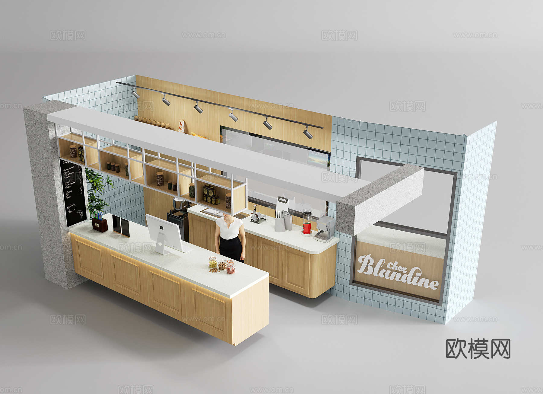 现代后厨 面包店 前台3d模型
