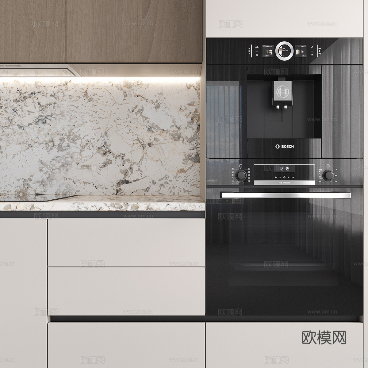 现代意式极简橱柜3d模型