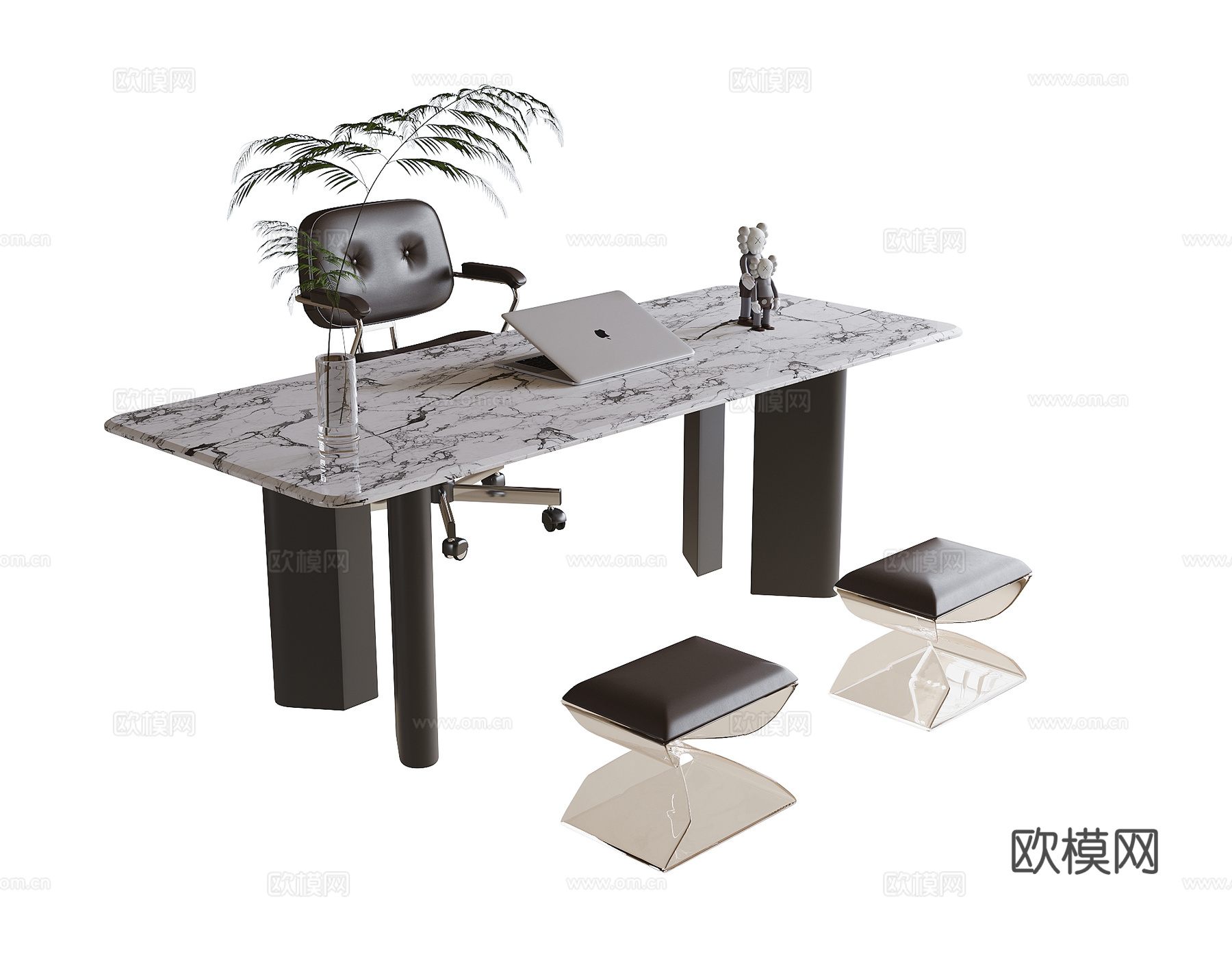 现代书桌椅 凳子 书桌3d模型