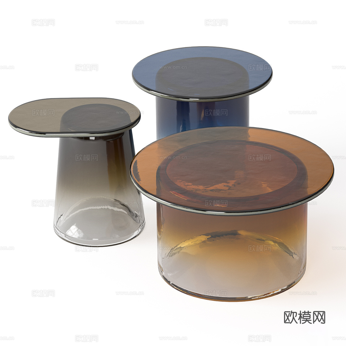 现代意式极简玻璃茶几3d模型