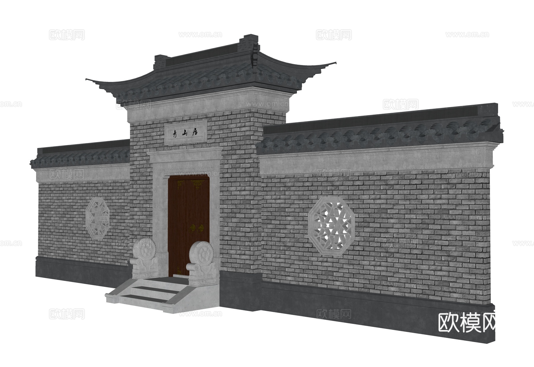 新中式庭院门 中式垂花门 古建大门 古建院门 民居院门入口su模型