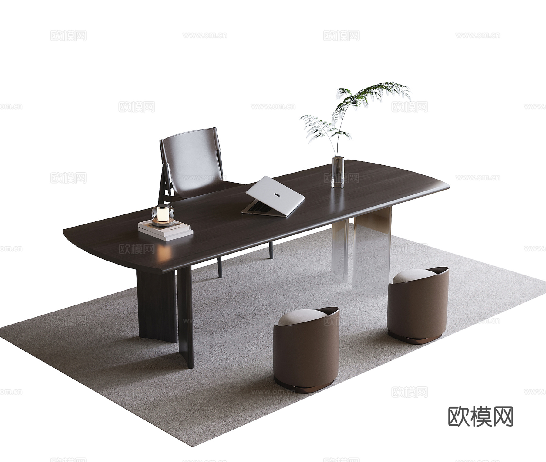 现代书桌椅 书桌 凳子3d模型