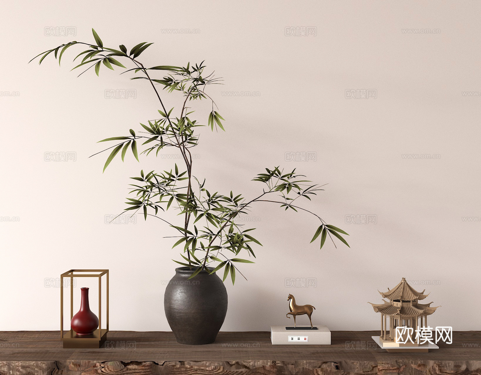 花艺盆栽 绿植盆栽 摆件 陶罐花瓶su模型