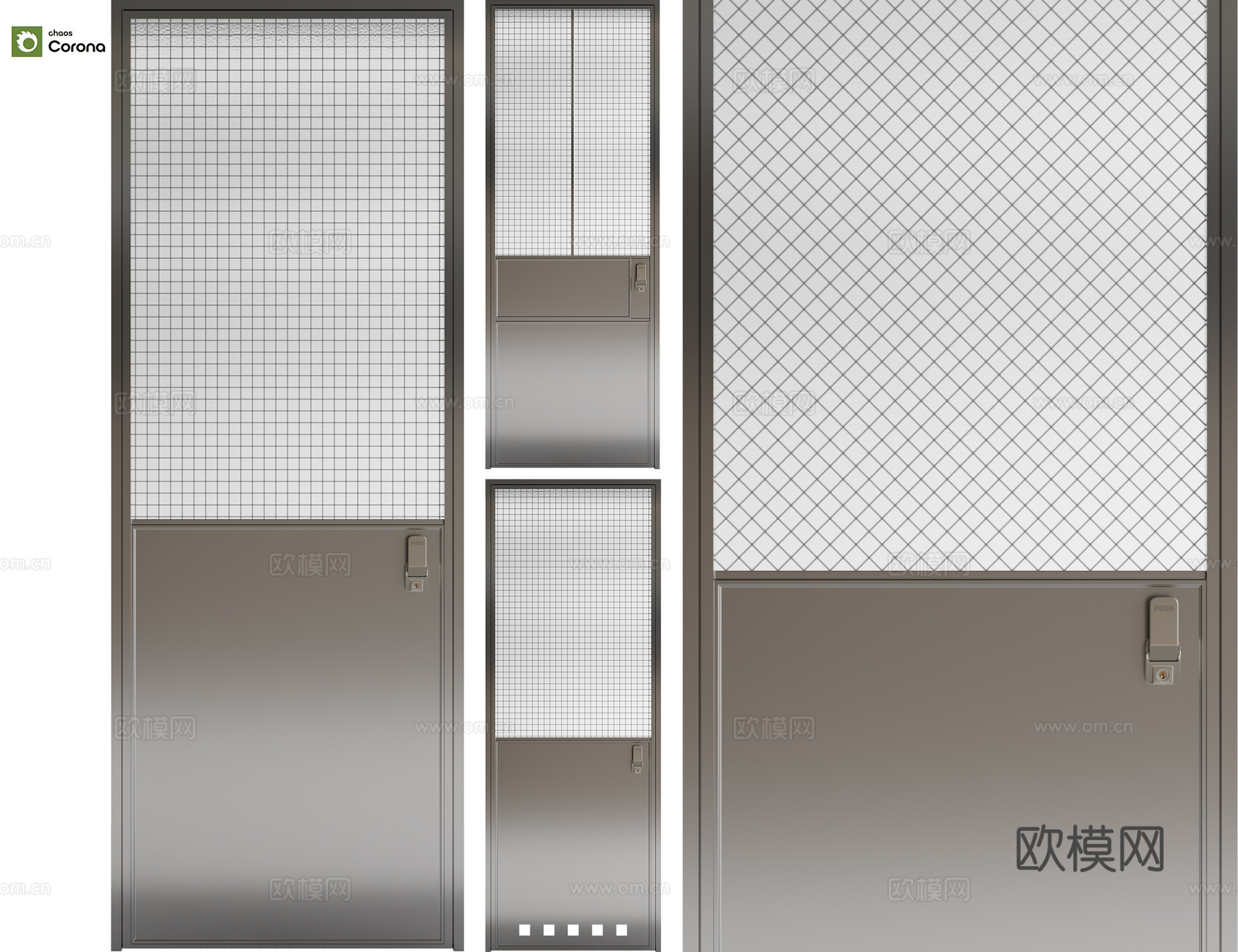 不锈钢玻璃门3d模型