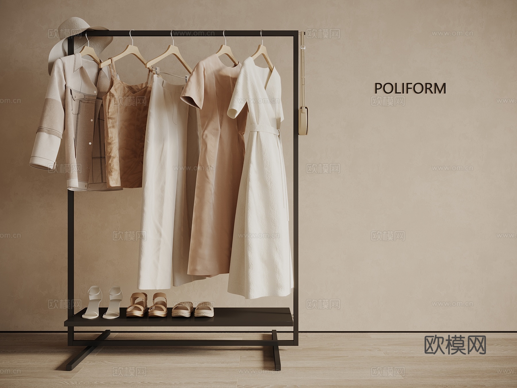 挂衣架 箱包 衣服 服饰3d模型