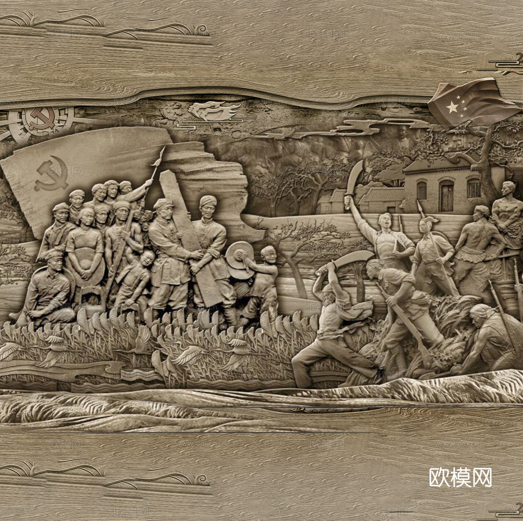 红色文化人物浮雕墙