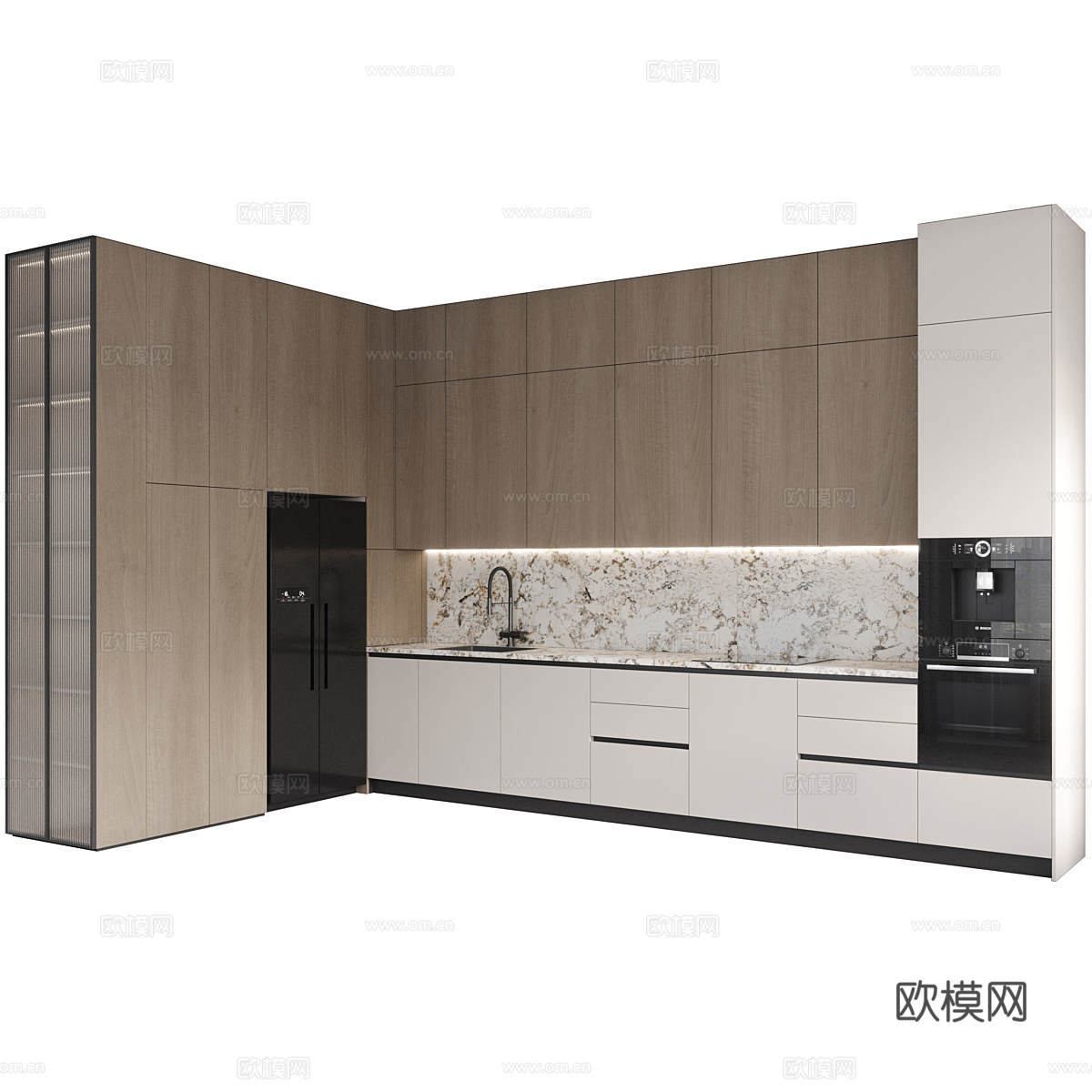 现代意式极简橱柜3d模型