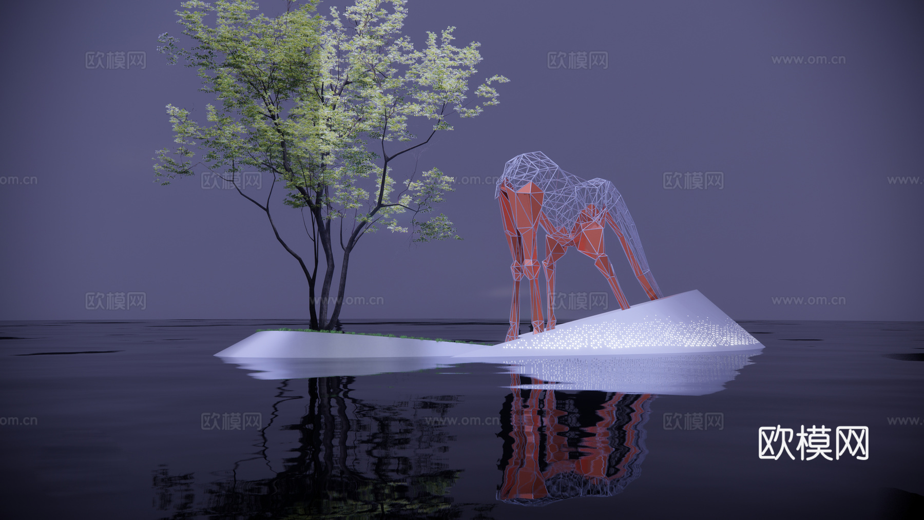 现代景观雕塑 镂空雕塑 抽象su模型