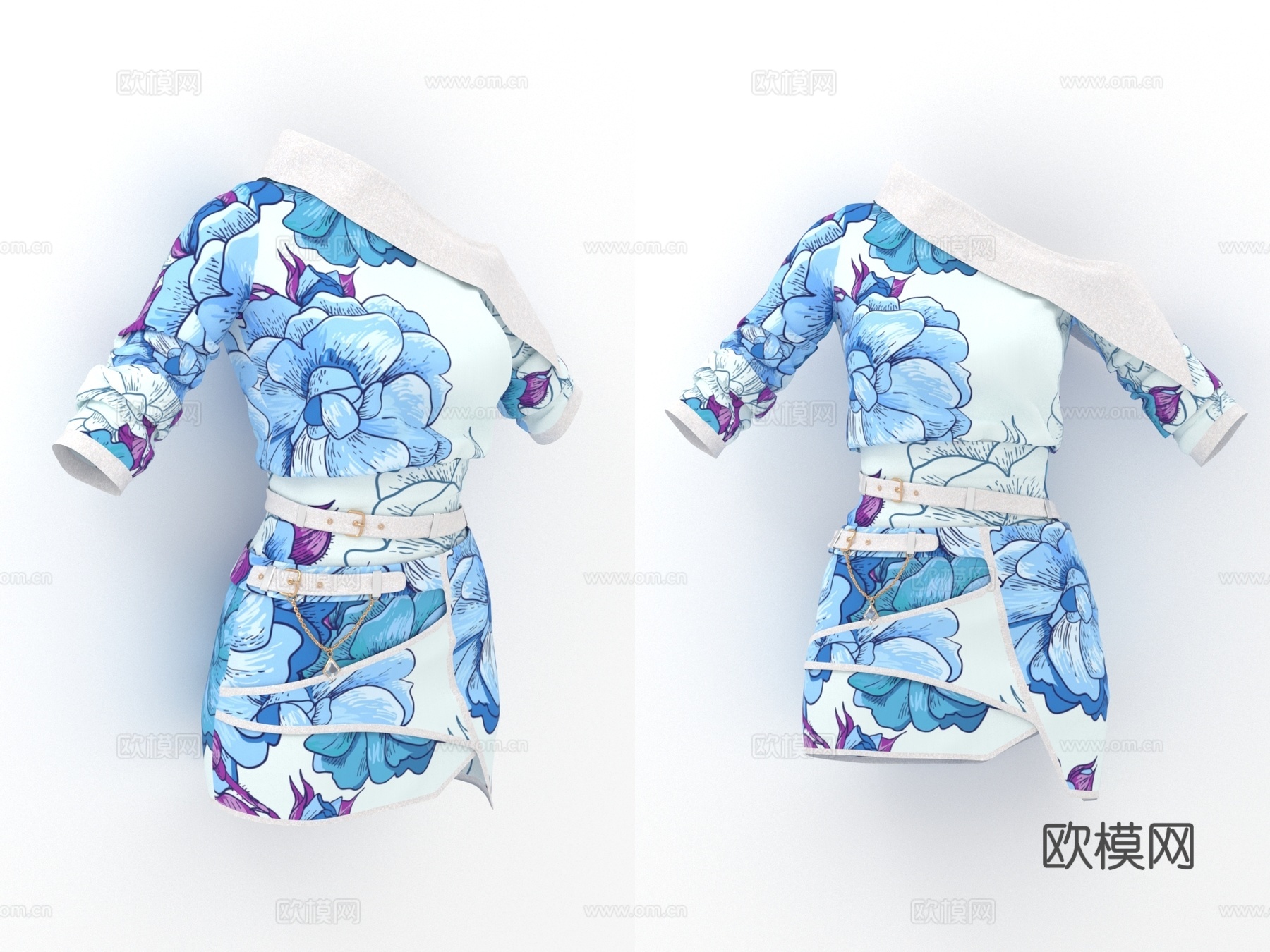 印花连衣裙 裙子 女性服装 女装 衣服3d模型