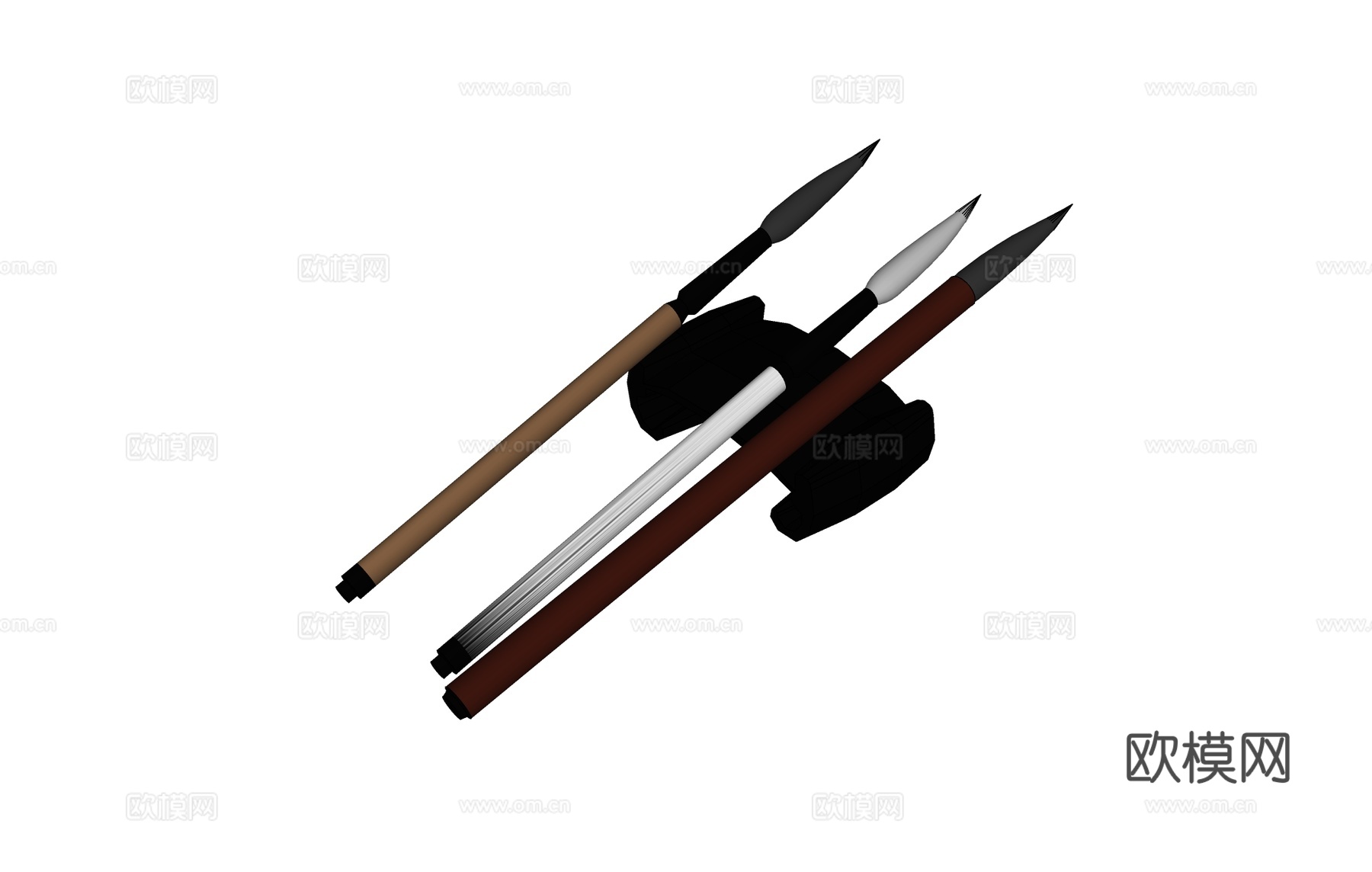 毛笔笔架文具su模型