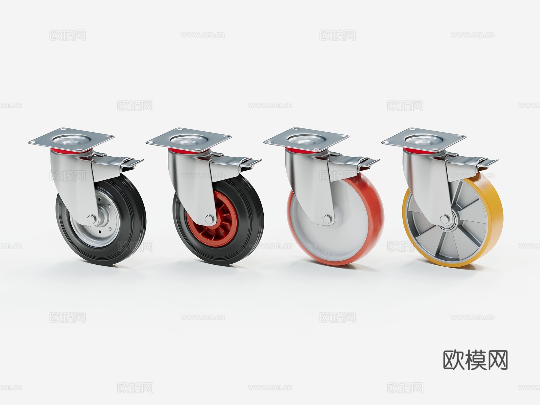 工业脚轮万向轮3d模型