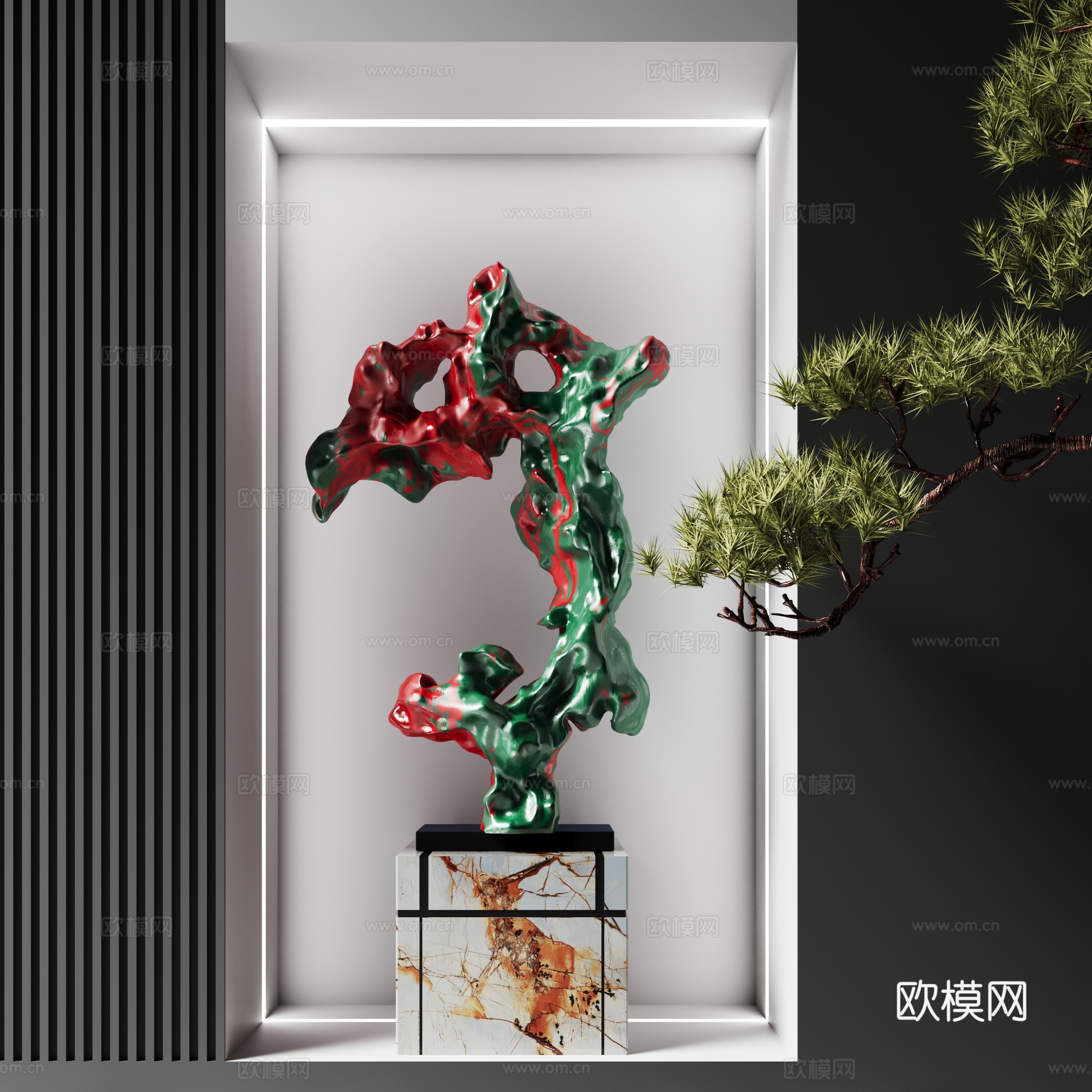 现代雕塑装置 工艺品落地摆件su模型