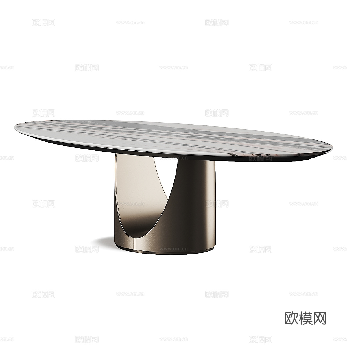 现代意式轻奢岩板椭圆餐桌3d模型