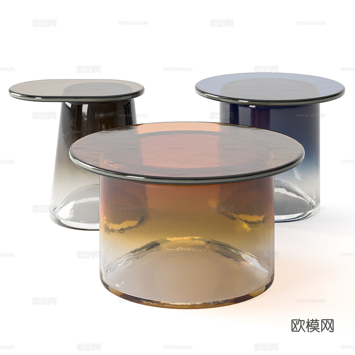 现代意式极简玻璃茶几3d模型